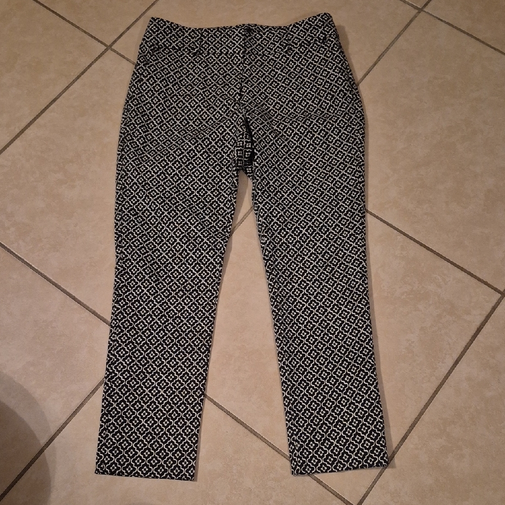 LOFT Black and White Patterned Trousers